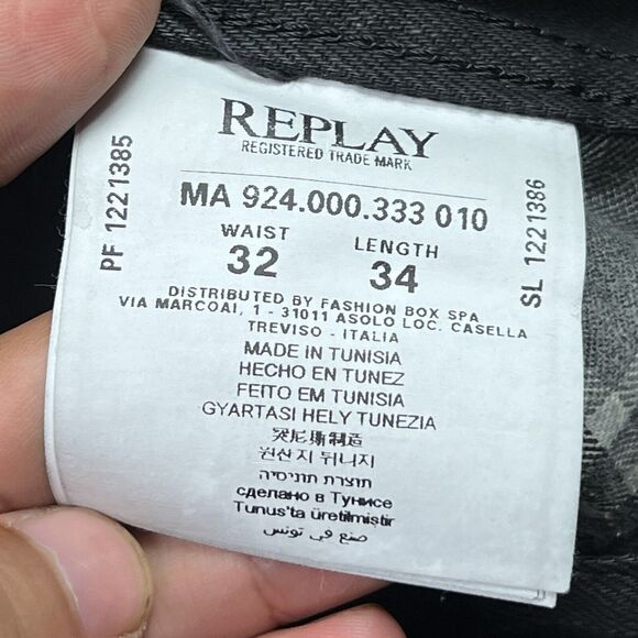 Replay Jeans Black Slim Fit Black Size 32x30 - Picture 14 of 14